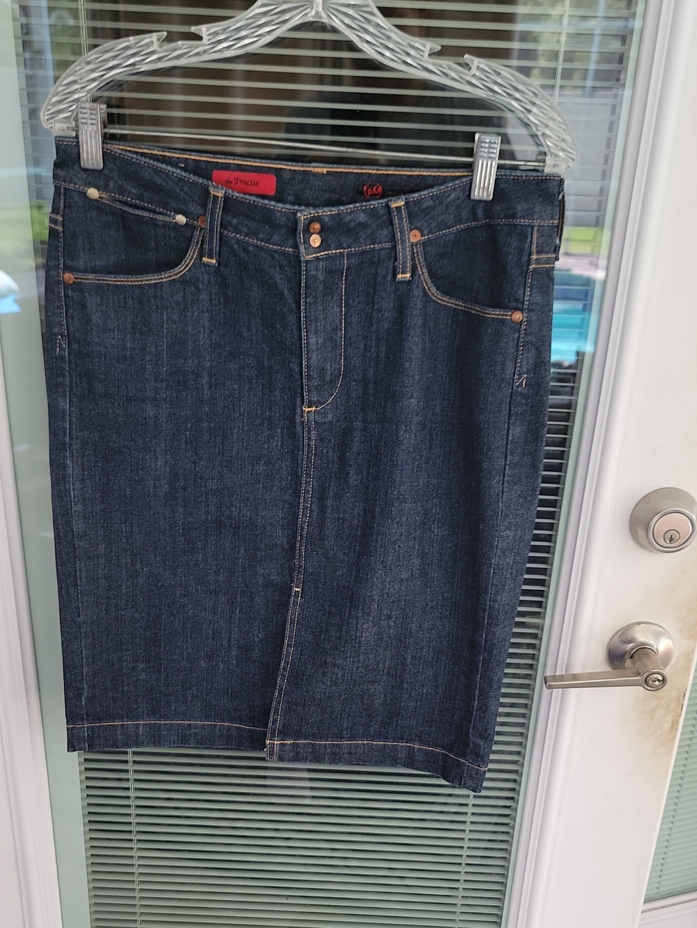 Adriano Goldschmied The Precise Dark Blue Pencil Jean Skirt Almost Black Sz 30